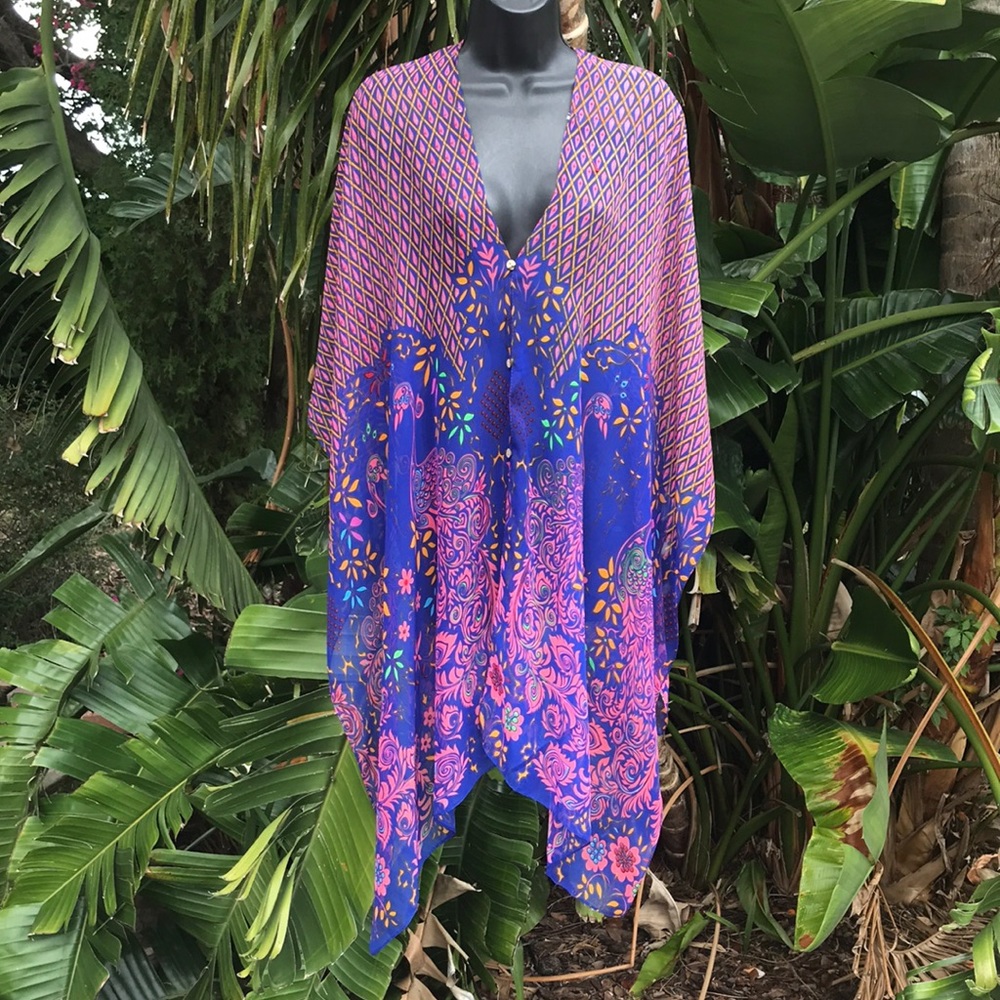 Woven heart shear, caftan, bathing suit, cover-up